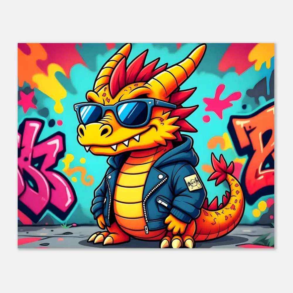 Cartoon dragon in a jacket and sunglasses from Fine Art Poster Graffiti Groove Dragon