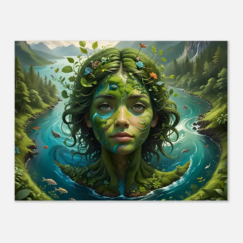 Portrait of a Nature Goddess on the Fine Art Poster Green Goddess by PixiOnyx