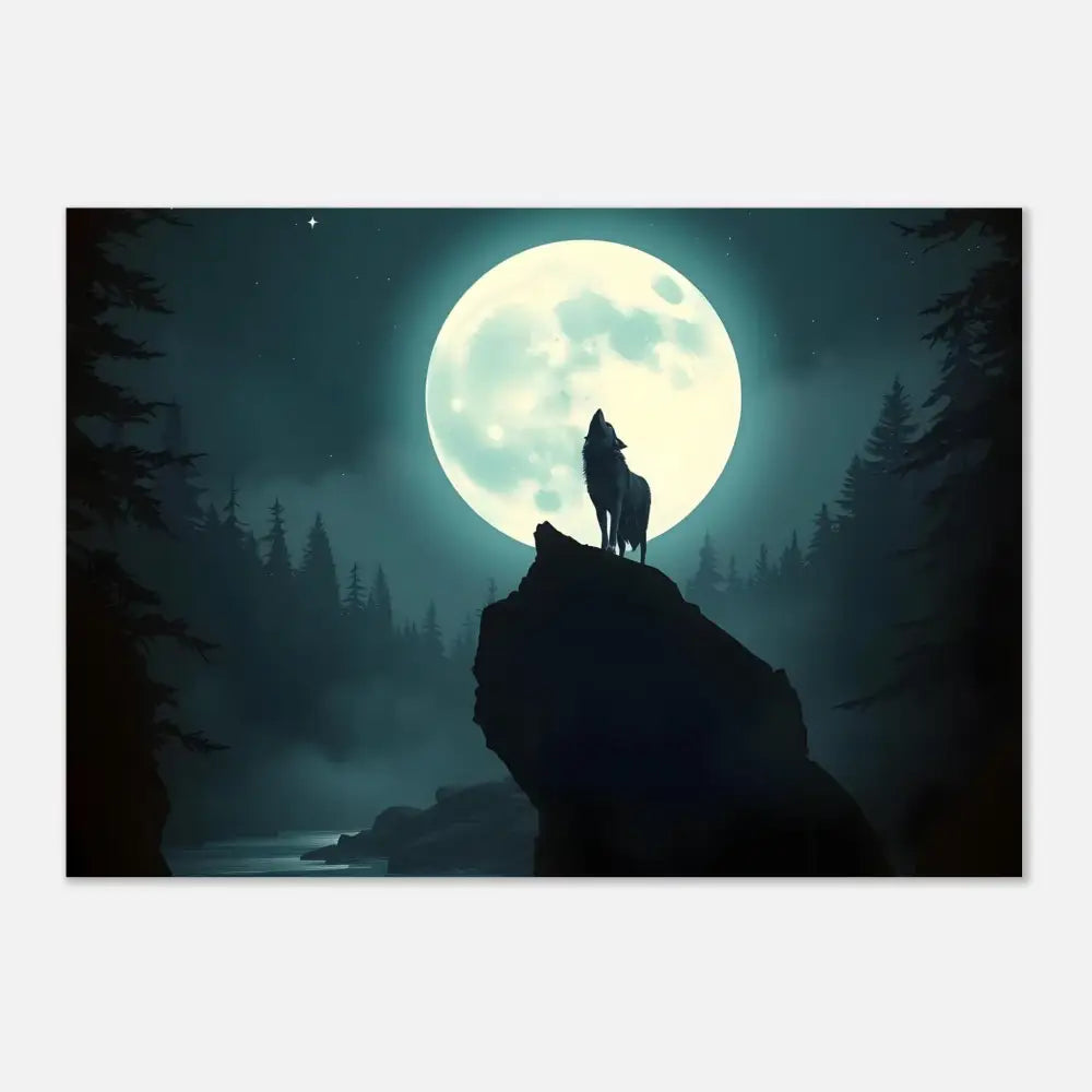 Wolf howling at the moon art poster from PixiOnyx Lunar Reverie product line