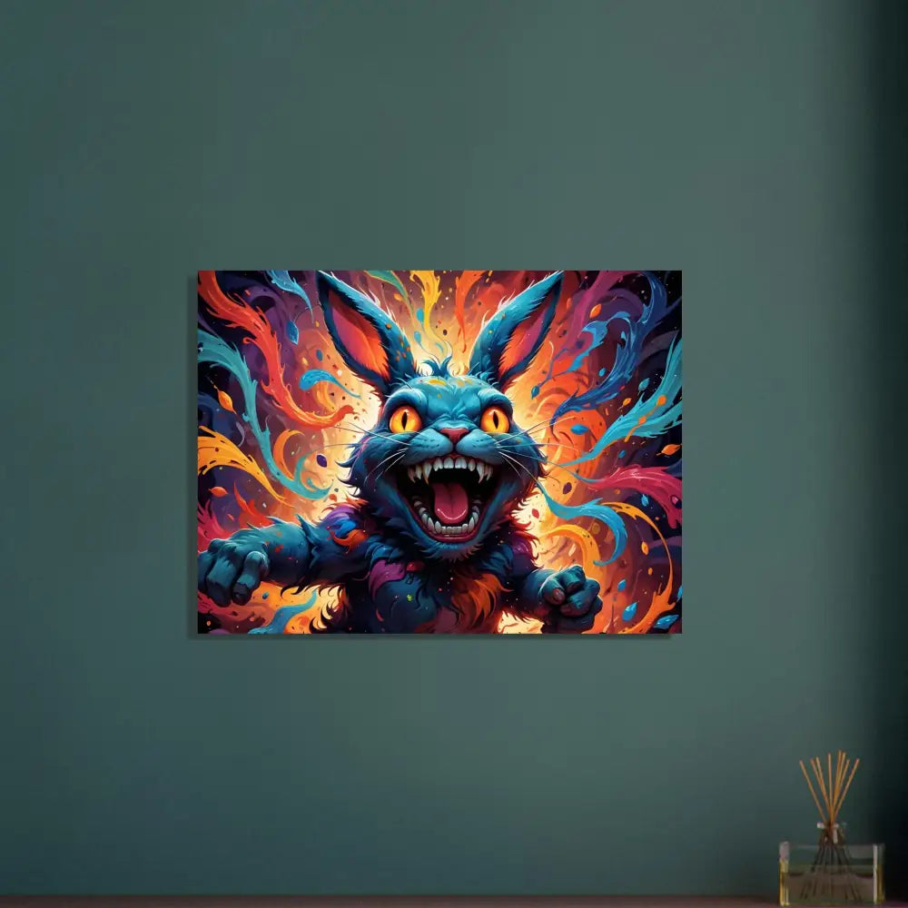 Colorful menacing rabbit artwork from PixiOnyx Inferno Giggle poster