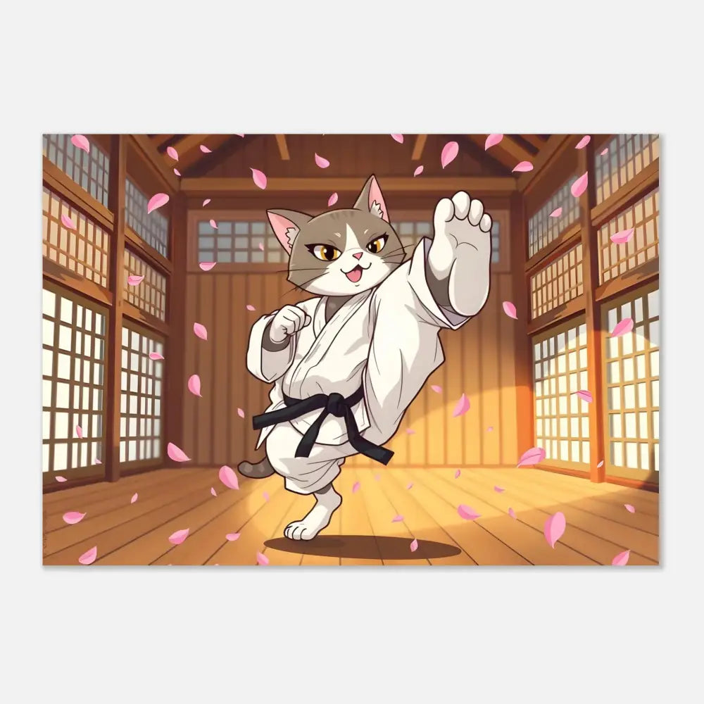 Cartoon cat in karate gi from Fine Art Poster Cherry Blossom Showdown PixiOnyx