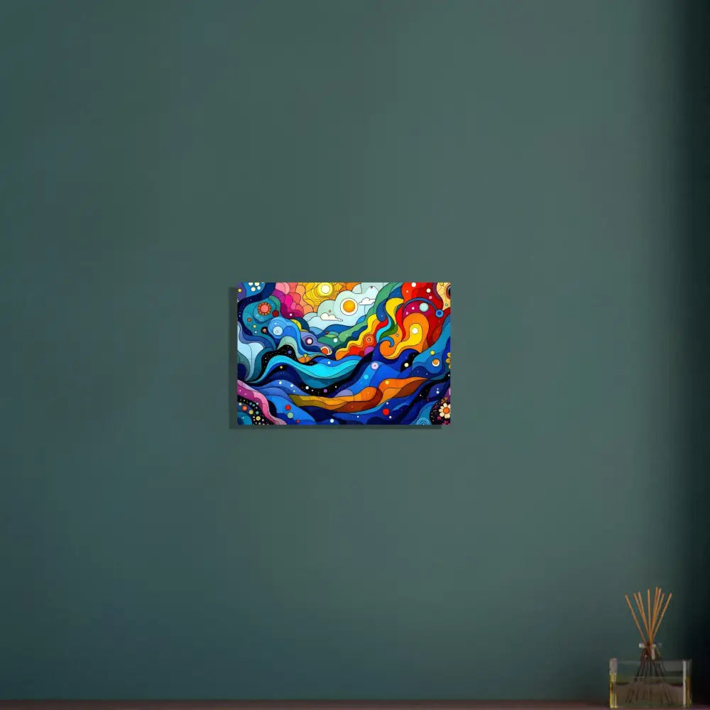 Colorful abstract painting displayed on the Fine Art Poster Layered Spectrum by PixiOnyx