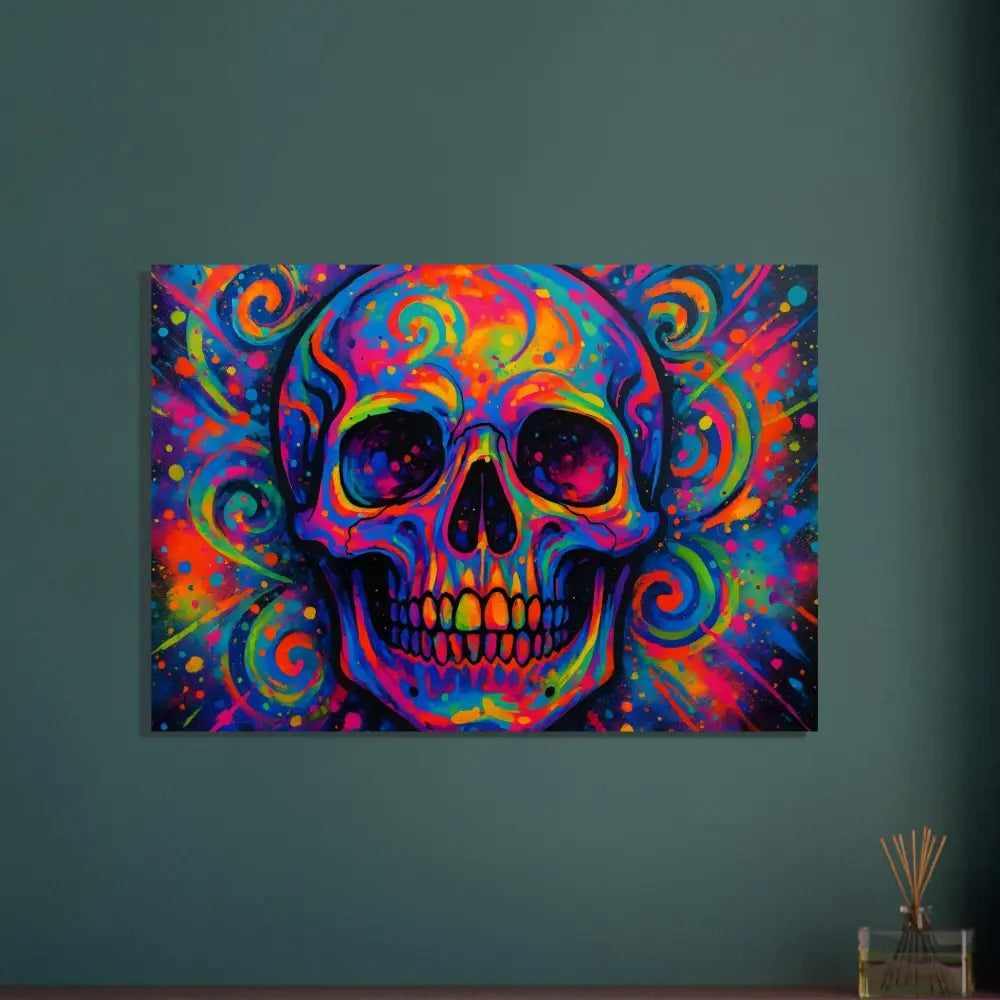 Colorful skull artwork from PixiOnyx Cosmic Display Fine Art Poster Psychedelic Skull Eruption