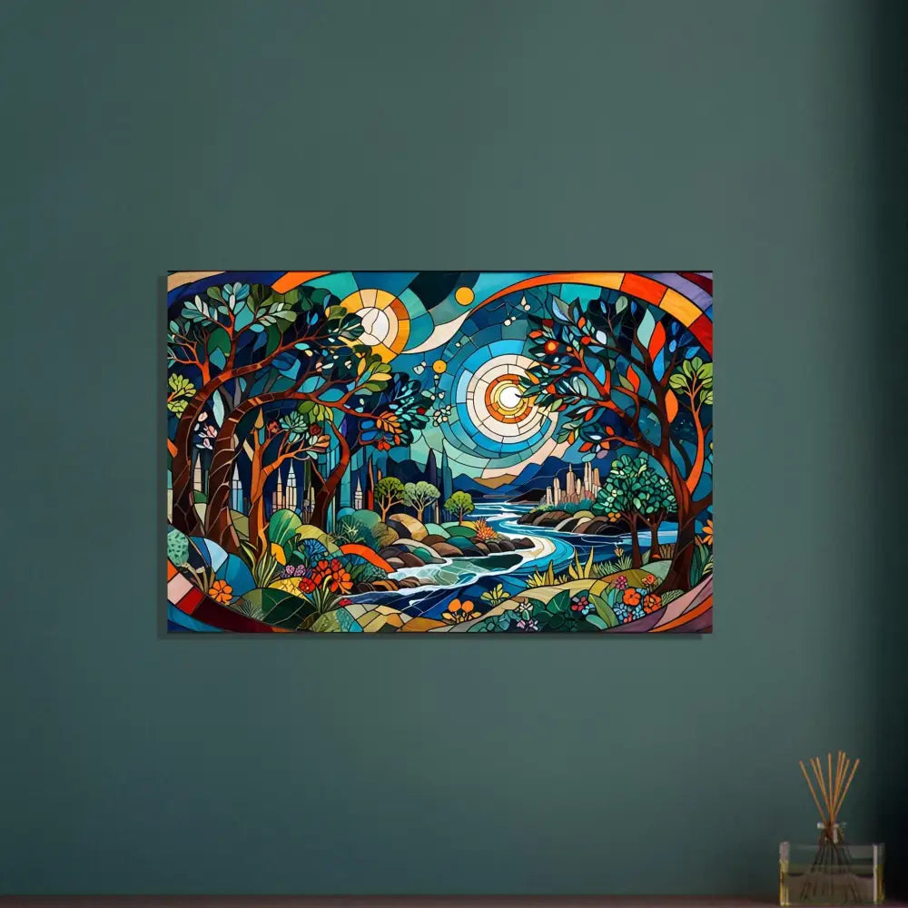 Colorful stained glass landscape art from PixiOnyx Kaleidoscope Collection