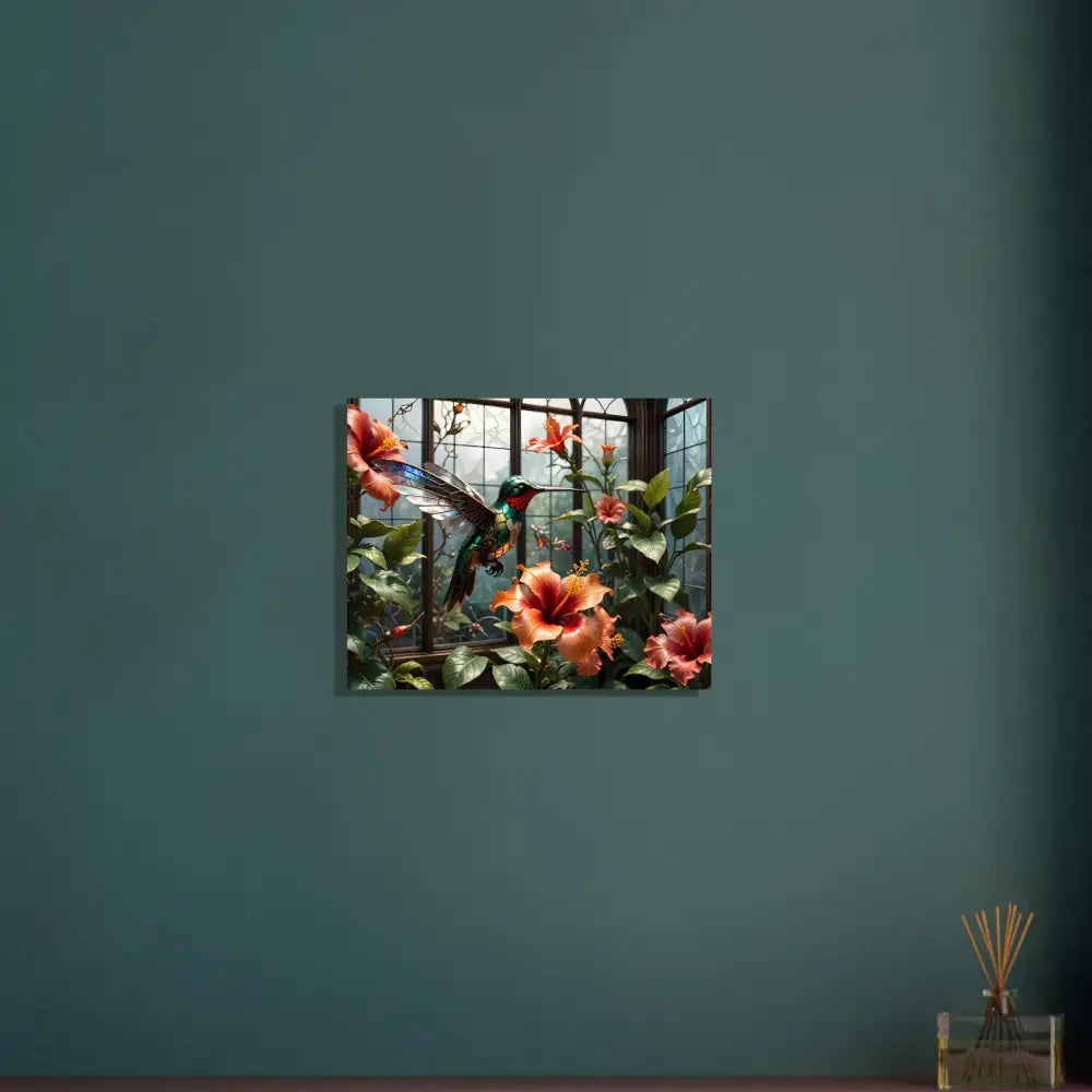 Hummingbird and hibiscus floral art on Fine Art Poster Steampunk Hummingbird PixiOnyx