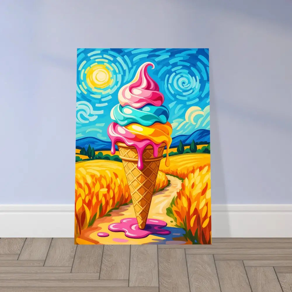 Colorful ice cream cone painting from Fine Art Poster Sunlit Swirl of Pastoral Chaos