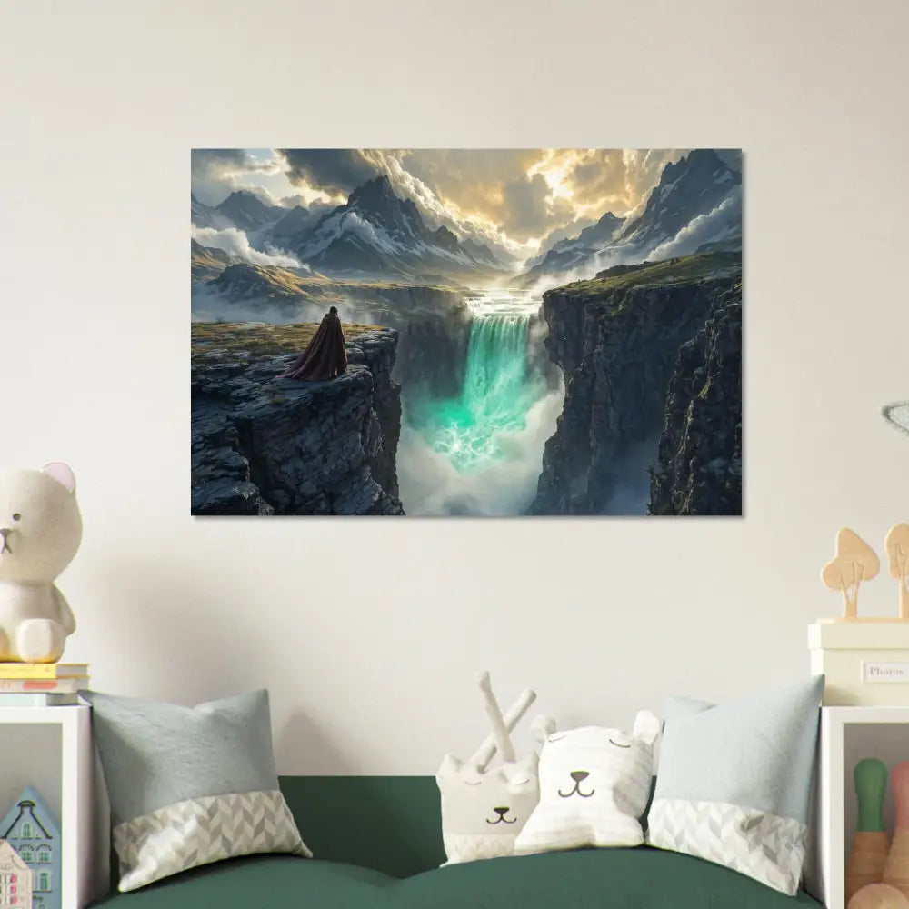 Fantasy landscape wall art poster featuring a serene Alpine Dreamscape scene