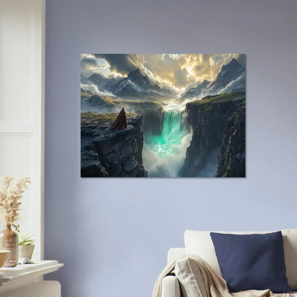 Fantasy landscape wall art poster titled The Edge of Silence by PixiOnyx Alpine Dreamscape