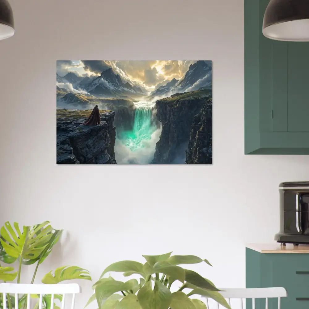 Fantasy landscape wall art poster featuring an Alpine Dreamscape for elegant decor