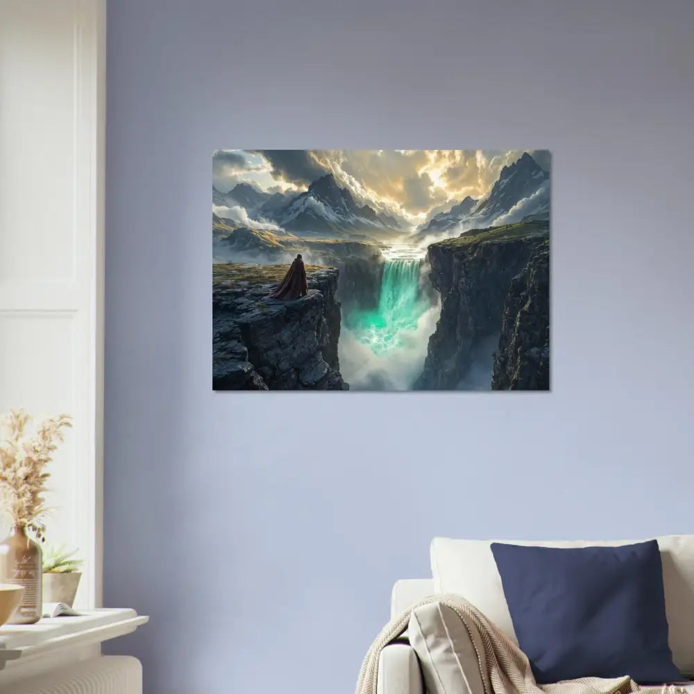Fantasy landscape wall art poster titled The Edge of Silence by PixiOnyx Alpine Dreamscape