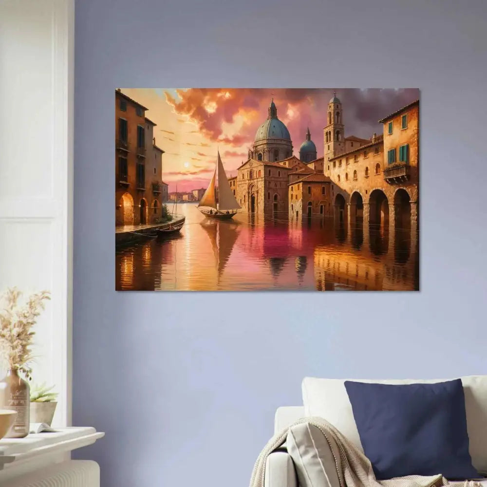 Vibrant Venetian Reverie painting of a glowing canal dreamscape on premium matte paper