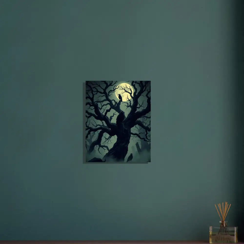 Spooky tree under moonlight fantasy canvas art for Watcher of the Crooked Moon poster