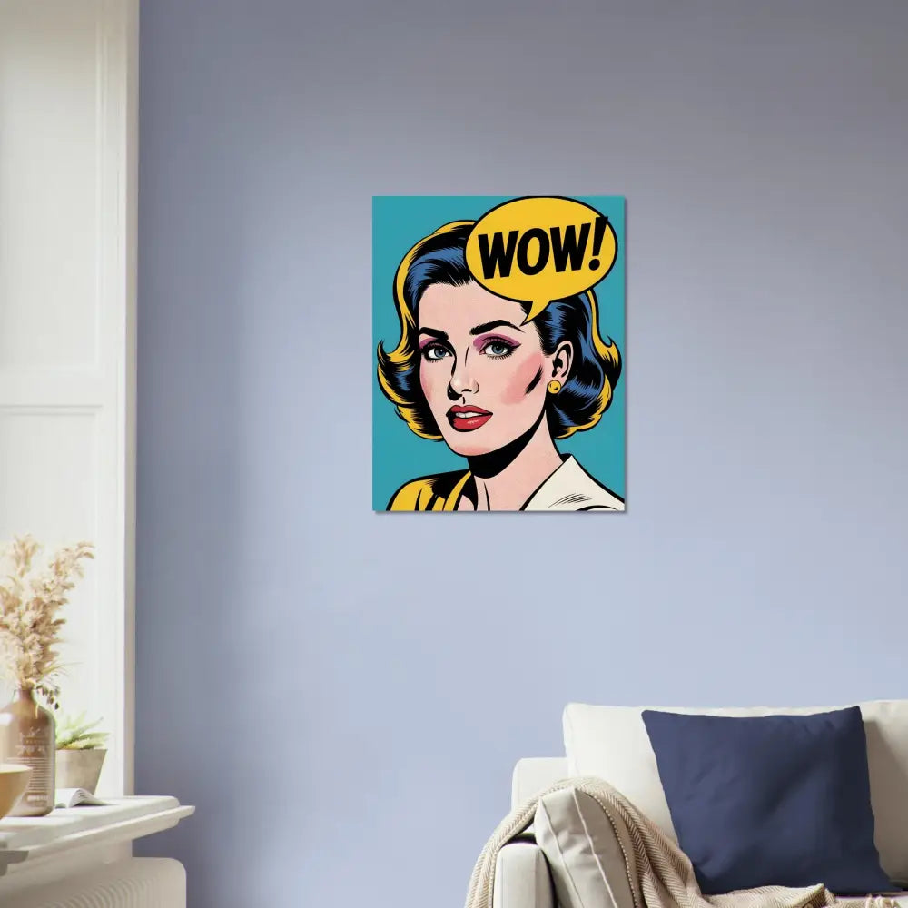 Pop art woman with WOW speech bubble on Fine Art Poster by PixiOnyx