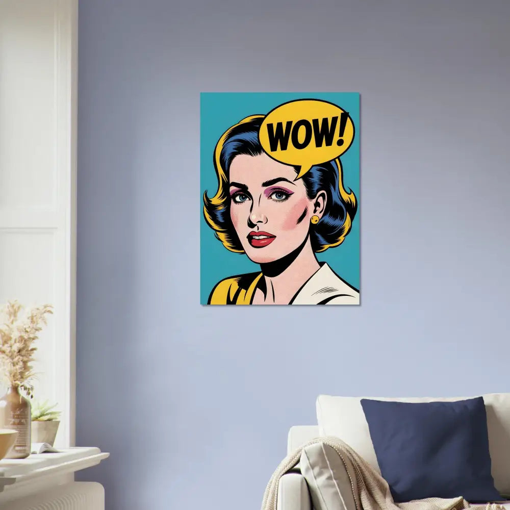 Pop art woman with WOW speech bubble on Fine Art Poster WOW Factor by PixiOnyx