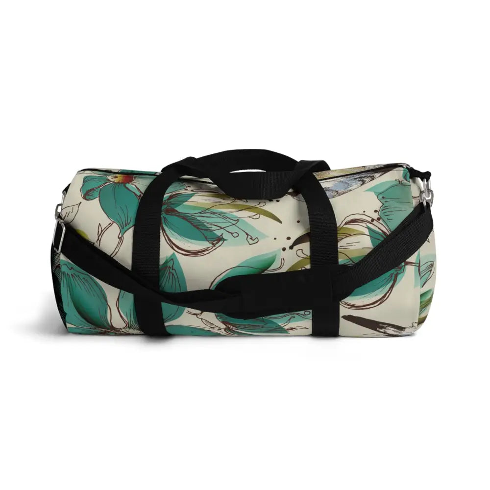 Floral duffel bag with top handle and shoulder strap, perfect travel companion with multiple compartments