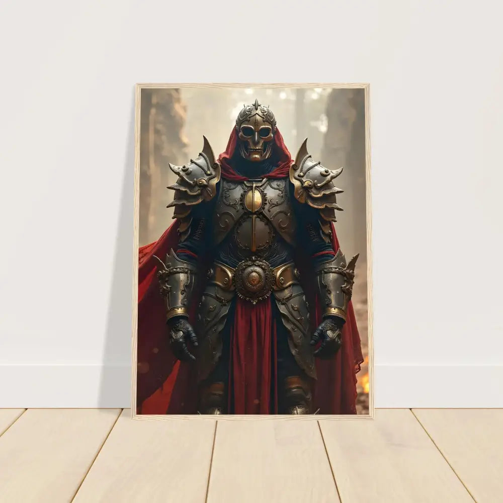 Framed fantasy knight art featuring a gothic armored warrior print for wall decor