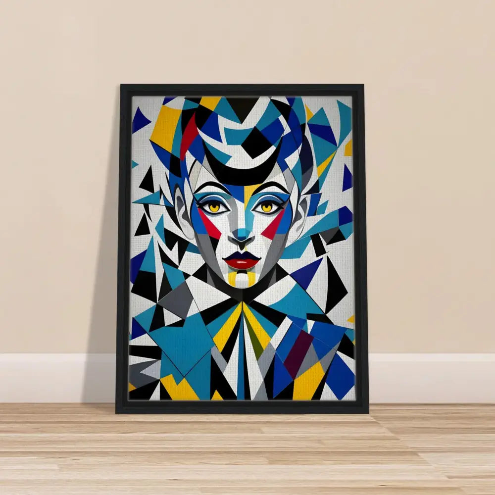 Framed geometric portrait artwork on PixiOnyx Dreamscape Canvas product