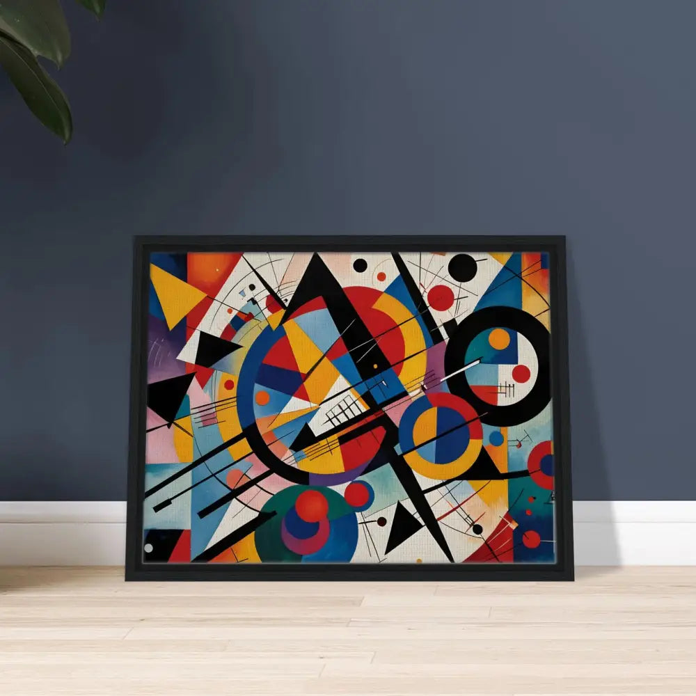 Framed abstract geometric painting from PixiOnyx Rhythmic Geometry collection