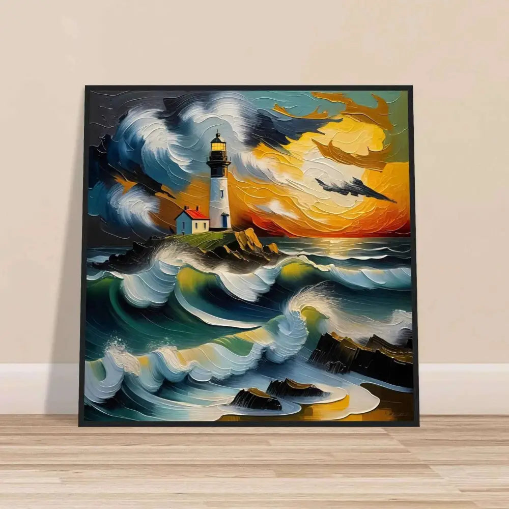 Hypnotic beacon stands in a tempestuous oil-painted dream on PixiOnyx Coastal Wall