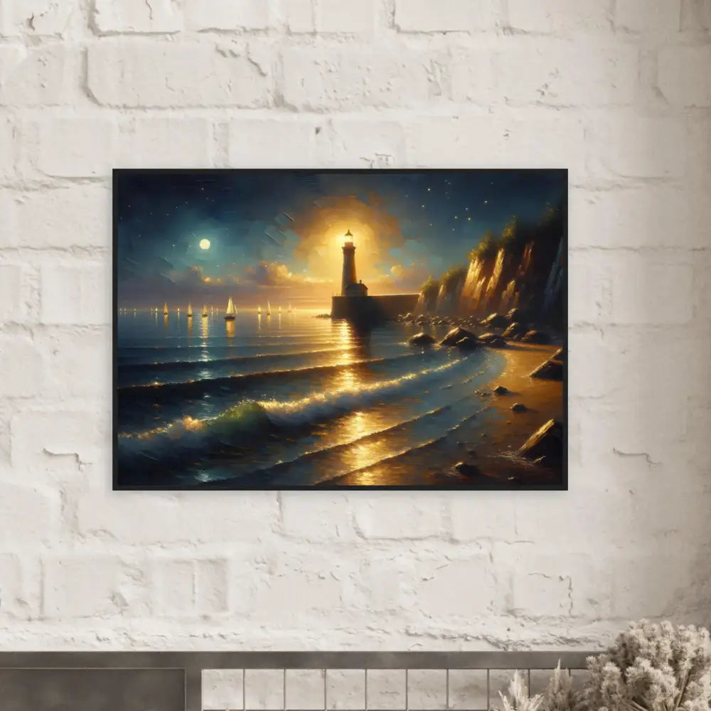 Framed lighthouse seascape painting from PixiOnyx Painterly Seascape product