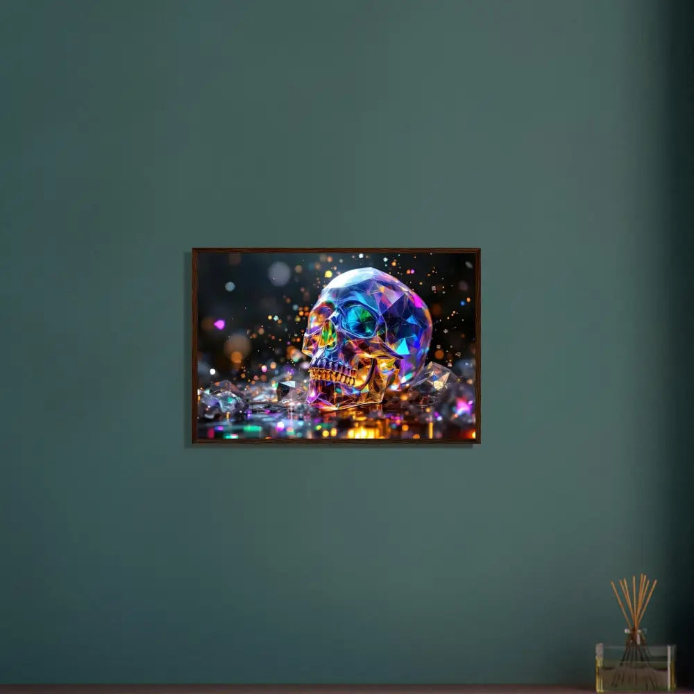 Framed crystal skull artwork in PixiOnyx Luxe Wall Edition poster display