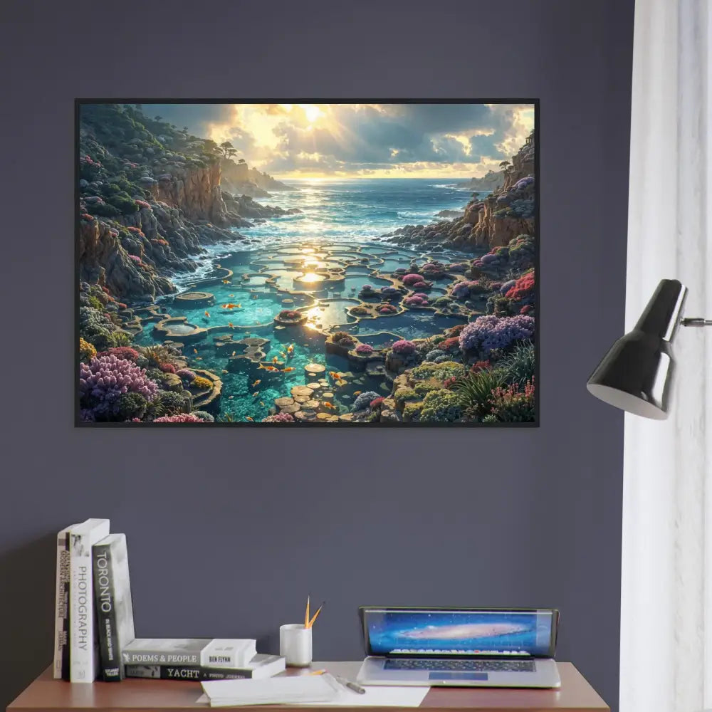 Framed coastal landscape art from Garden of the Tides PixiOnyx Coastal Reverie Edition