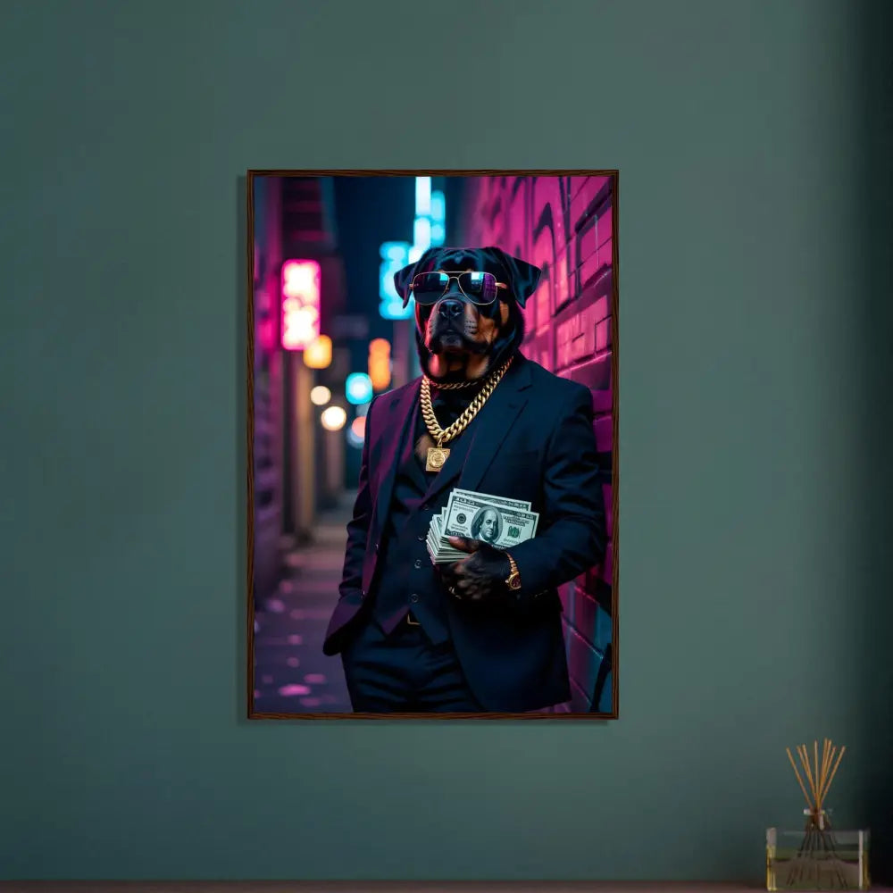 Framed dog portrait from Kingpin K9 PixiOnyx Urban Command poster
