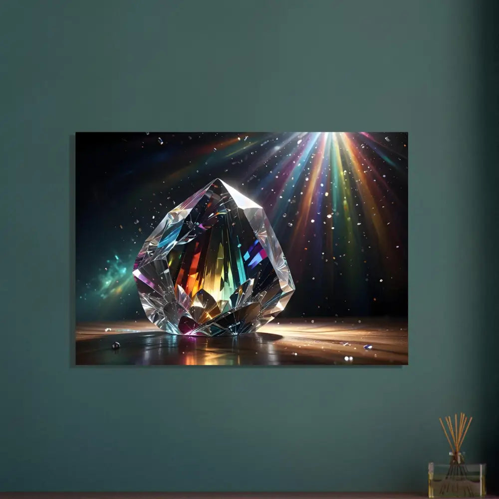 Prismatic crystal exhibiting rainbow light on Framed Poster – Prismatic Splendor