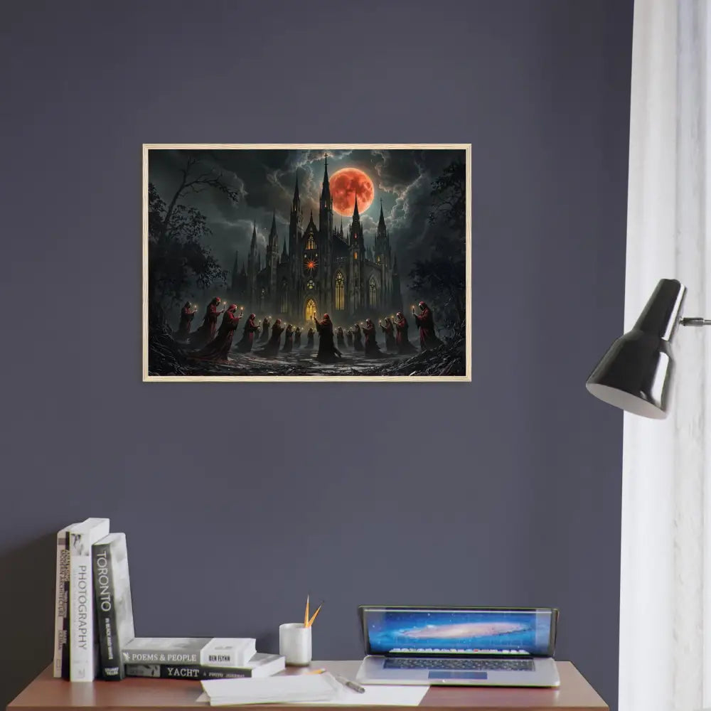 Framed Gothic Castle painting from The Crimson Liturgy poster by PixiOnyx Macabre