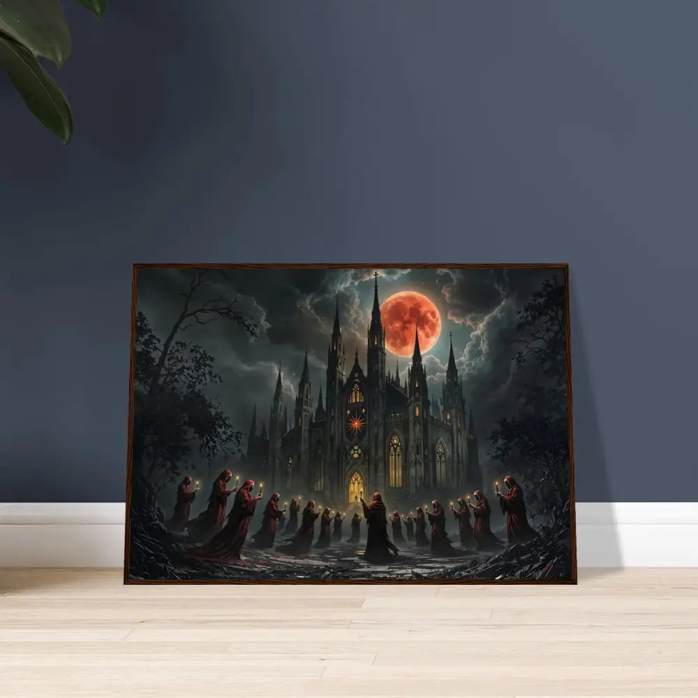 Framed gothic castle ritual artwork displayed in PixiOnyx Macabre Poster