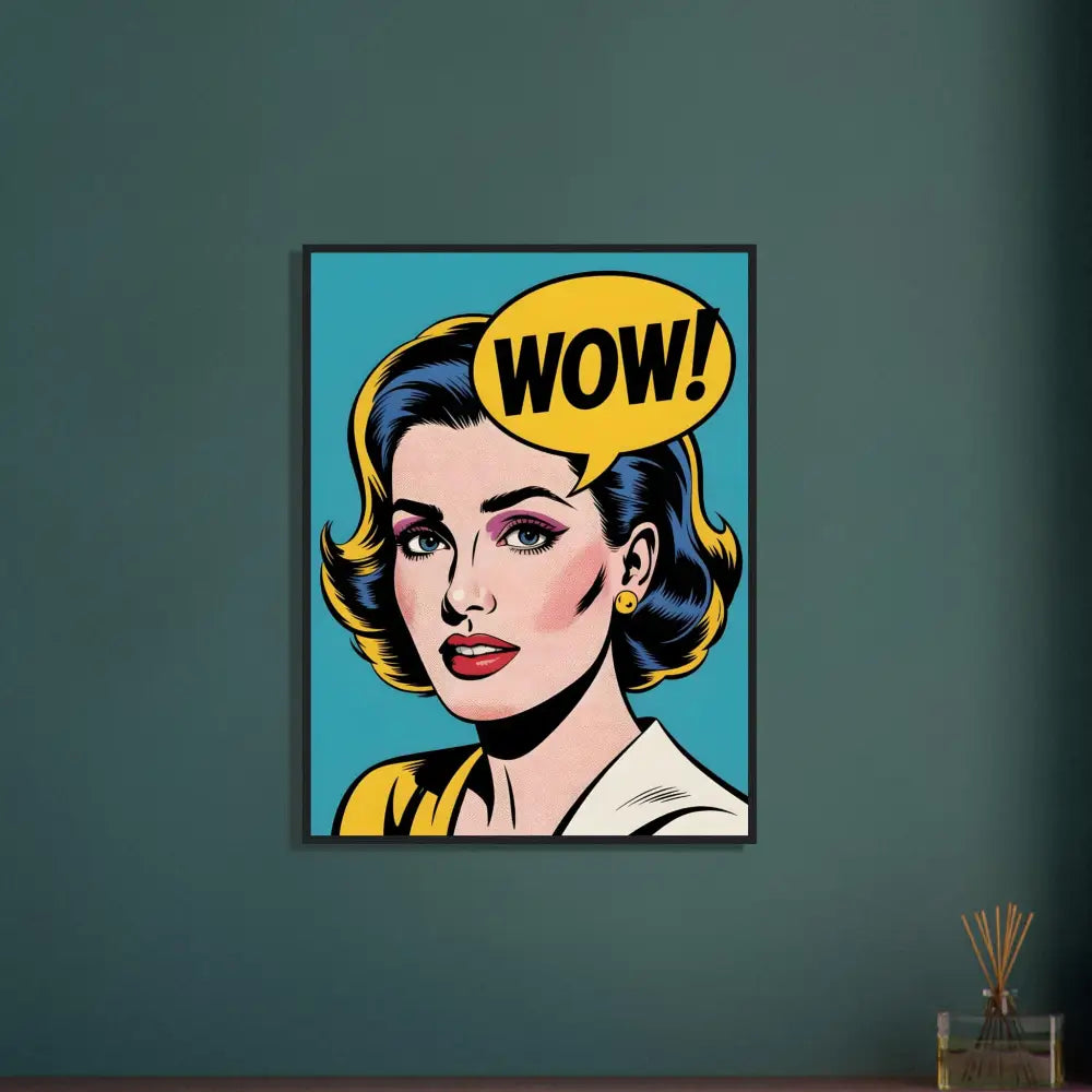 Pop art WOW portrait in a framed poster titled WOW Factor by PixiOnyx Retro Pop
