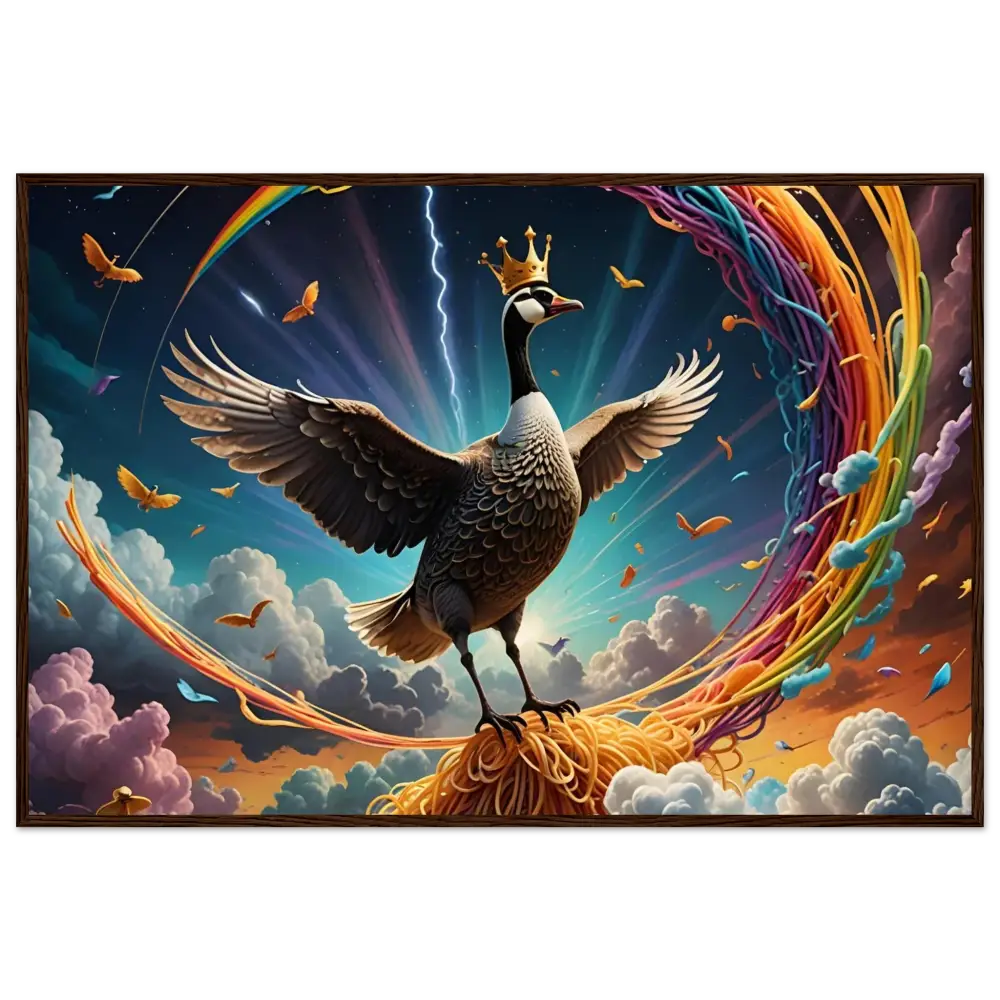 Whimsical Goose King on Spaghetti art in PixiOnyx Matte Wall Display