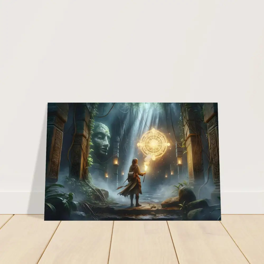 Fantasy art print of a torchbearer from Forgotten Glyphs Adventure Framed on PixiOnyx matte