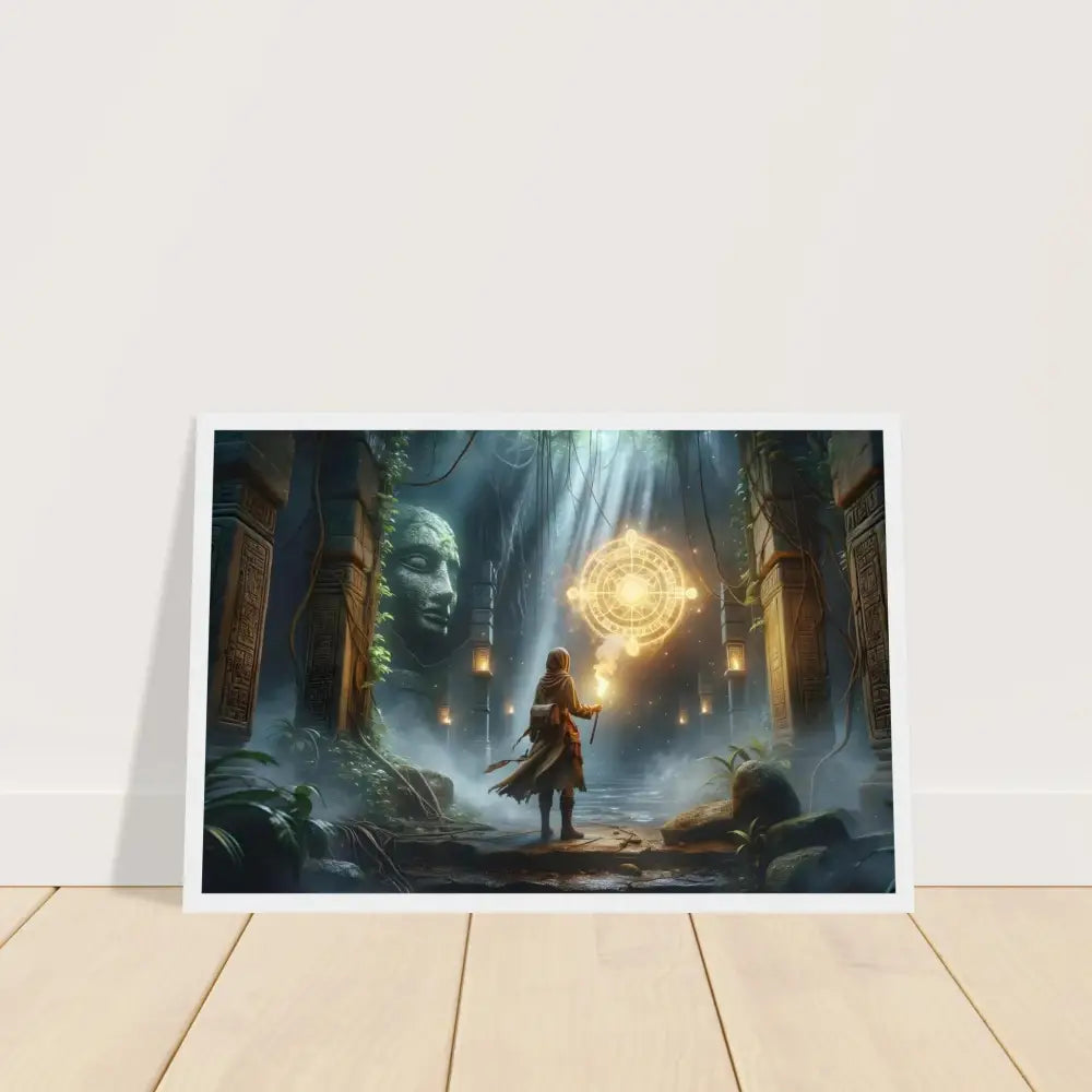 Framed Torchbearer fantasy art print from Forgotten Glyphs Adventure by PixiOnyx