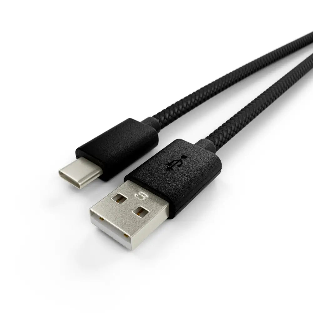 Black braided USB-A to USB-C cable on Gaming Mouse Pad Celestial Tide PixiOnyx RGB LED