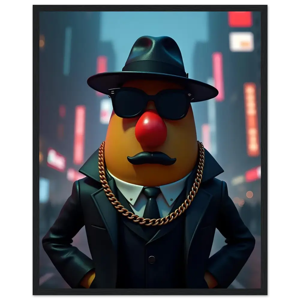 Gangster Mr. Potato Head framed poster from PixiOnyx product line