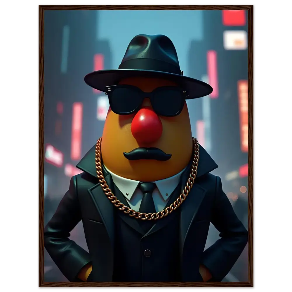 Gangster Mr. Potato Head portrait displayed in a framed poster for PixiOnyx