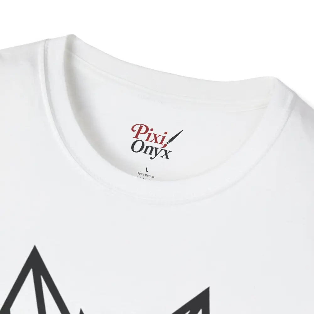 White crew neck T-shirt featuring a geometric wolf graphic, softstyle tee wolf design