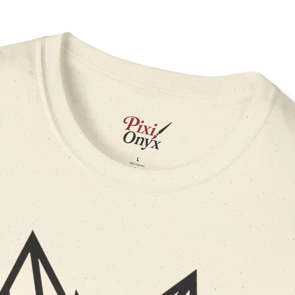 Cream-colored Geometric Wolf T-Shirt with brand label, softstyle tee wolf design