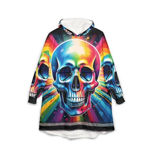 Rainbow skull hooded blanket from Psychedelic Cozywear by PixiOnyx