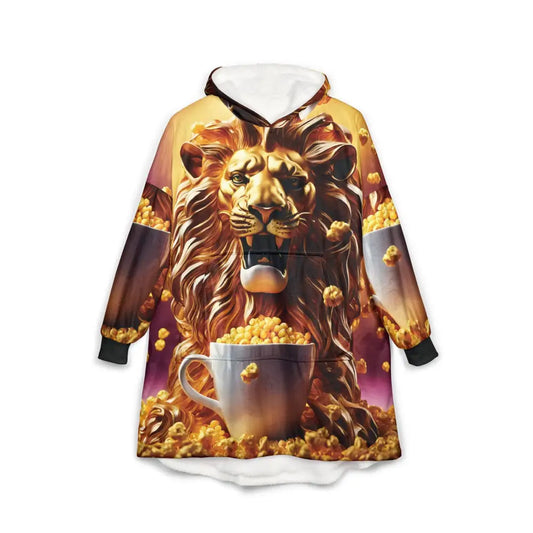 Lion and popcorn hooded blanket from Regal Cozywear for Wild Souls by PixiOnyx