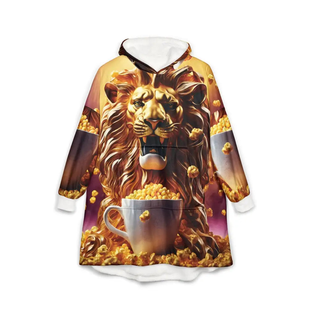 Lion and popcorn hooded blanket from Regal Cozywear by PixiOnyx for wild souls