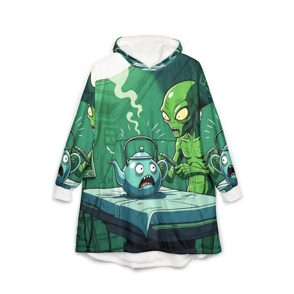 Alien and teapot hooded blanket from PixiOnyx Probe Protocol Sci-Fi Cozywear