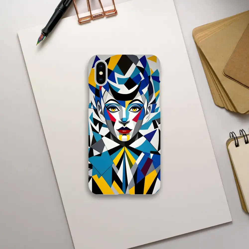 Colorful geometric woman phone case on iPhone Slim Case – Fragmented Muse by PixiOnyx