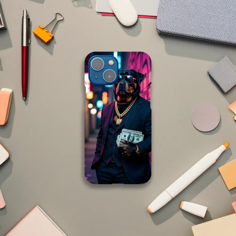 IPhone Slim Case Kingpin K9 featuring stylish dog in suit for street style look