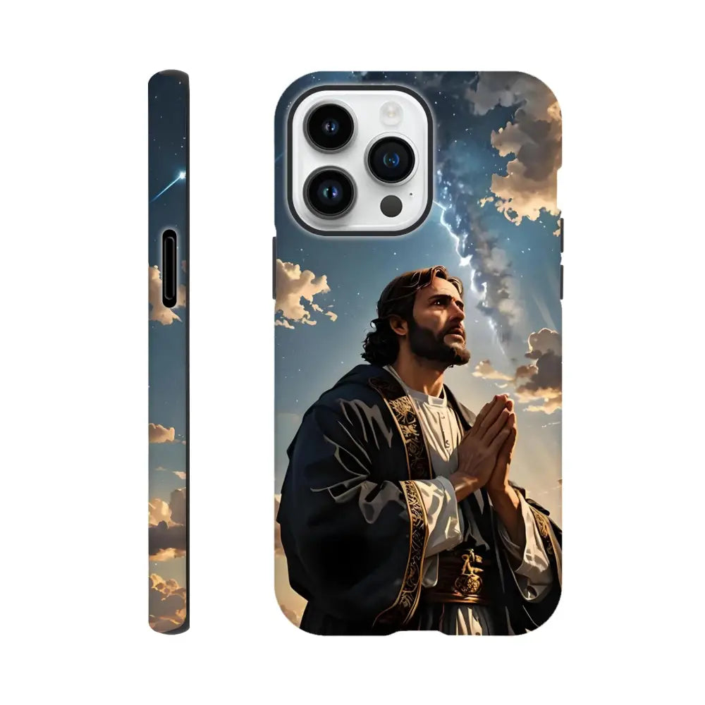 Jesus-themed phone case for iPhone Tough Case Prayer to the Cosmos PixiOnyx product