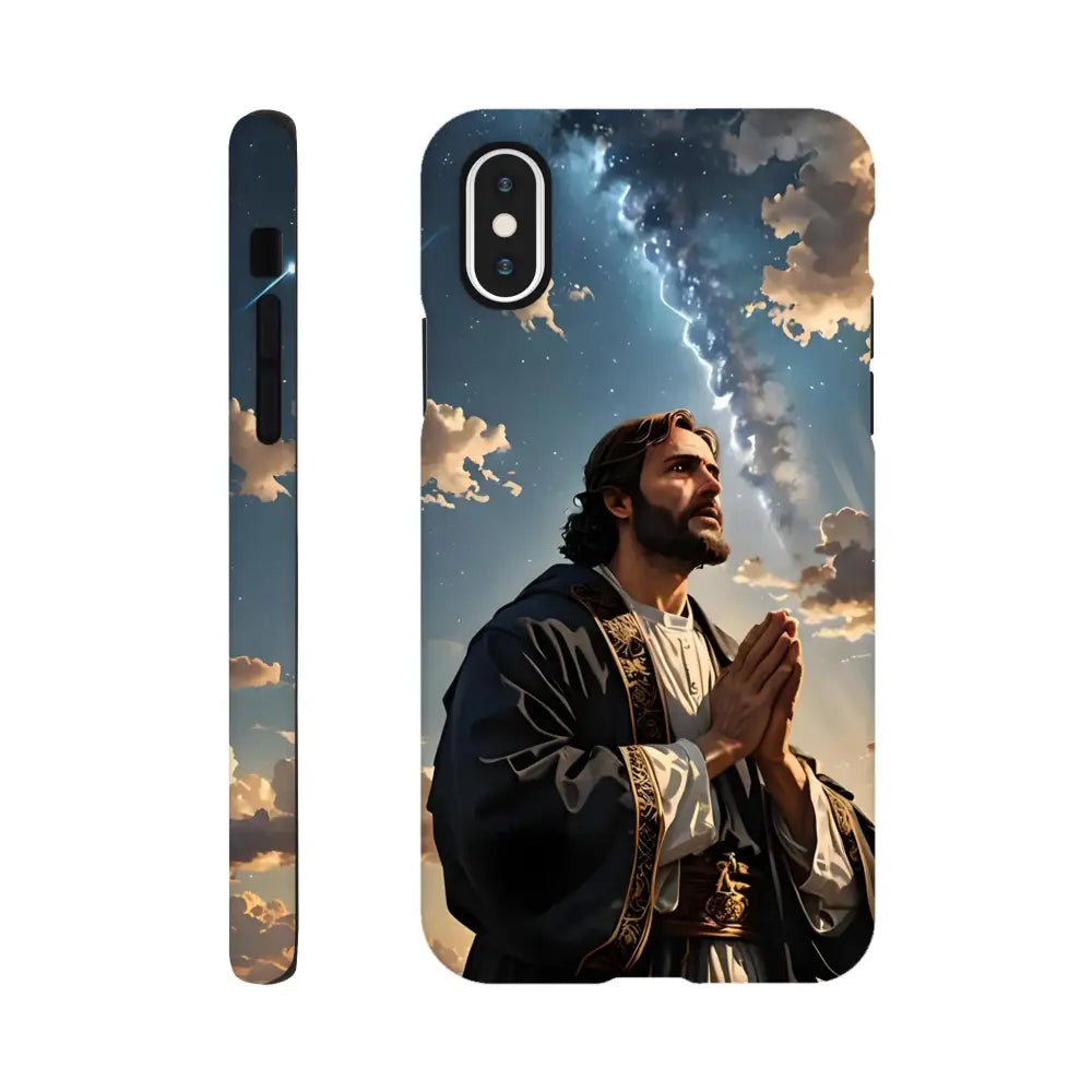 Jesus-themed iPhone Tough Case with Prayer to the Cosmos design from PixiOnyx