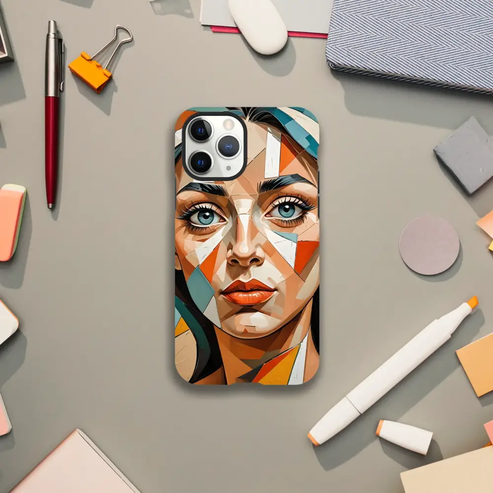 Geometric portrait iPhone Tough Case Prismatic Portrait PixiOnyx Artistic Armor