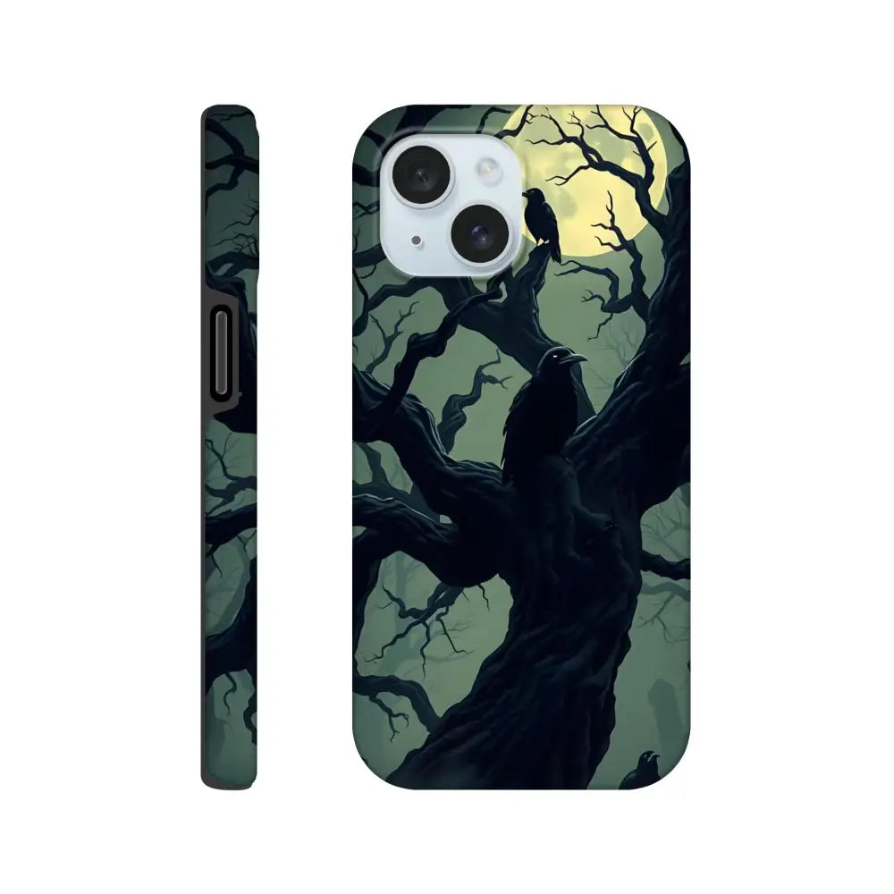 Raven-themed iPhone Tough Case from PixiOnyx Gothic Guard Edition with Crooked Moon design