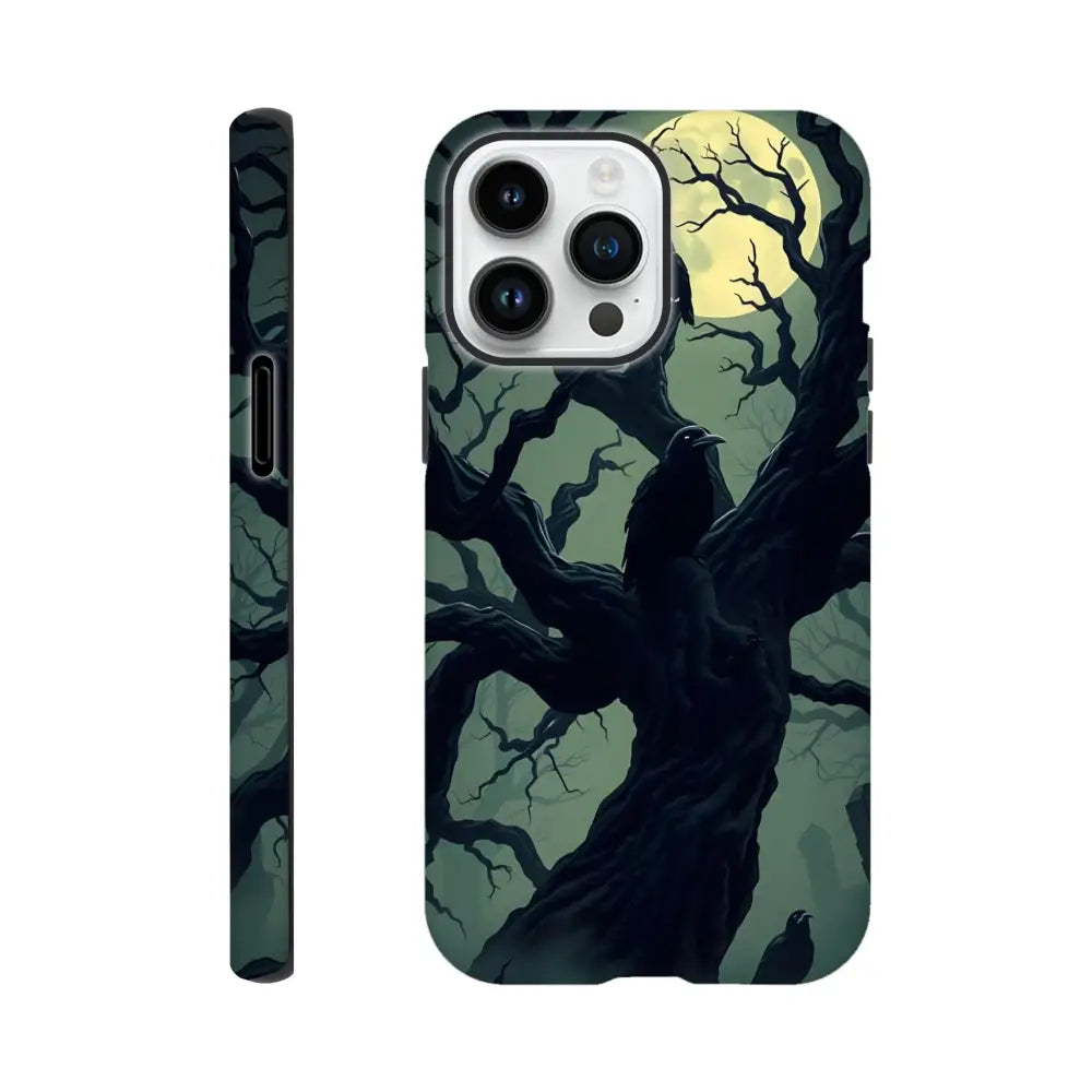 Raven-themed iPhone Tough Case from PixiOnyx Gothic Guard Edition with Crooked Moon design